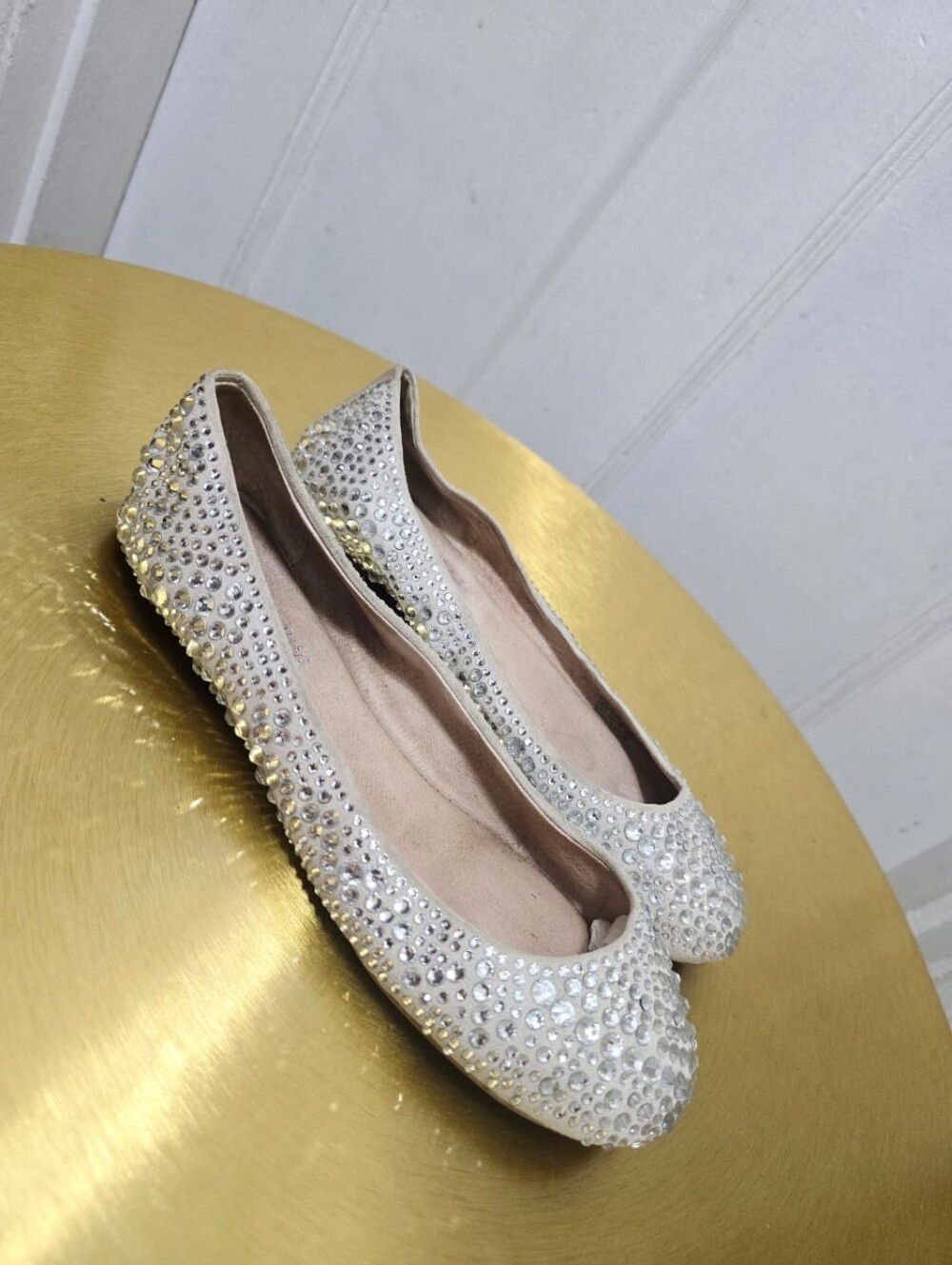 GIANNI BINI Ballet Flats Bling Silver Diamond Rhinestone Loafers 6M - Picture 2 of 7